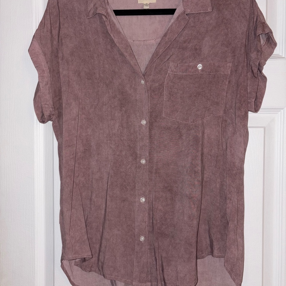 Elegant Mauve Button-Down Shirt